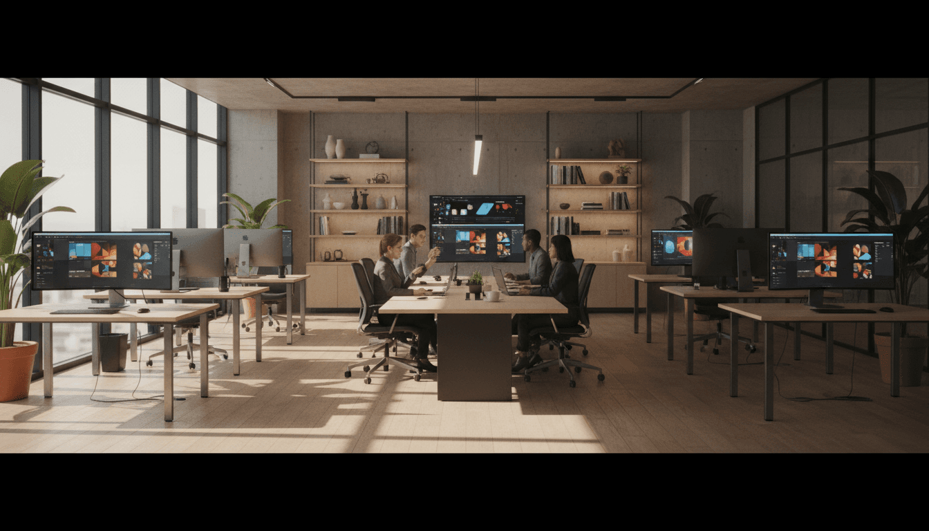 Minimalist luxury workspace with modern design elements and clean surfaces